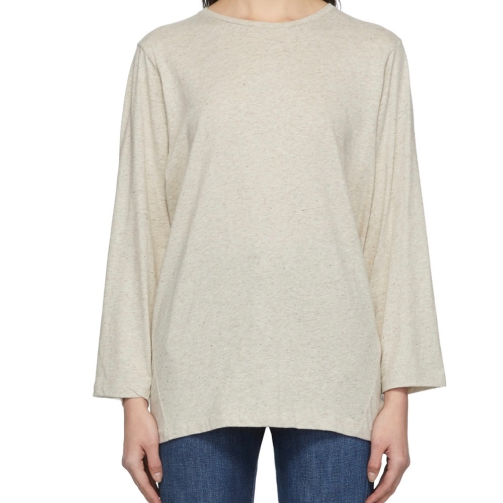🤍TOTEME Oversized Long Sleeve Beige Cotton Speckle Shirt Large